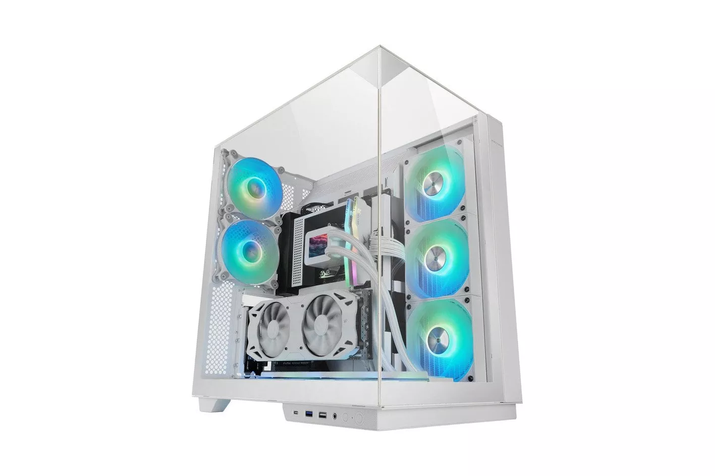 Mars Gaming Mc-3gf Torre Atx Triple Cristal Templado 2 Ventiladores Argb 120mm Usb-c Blanco
