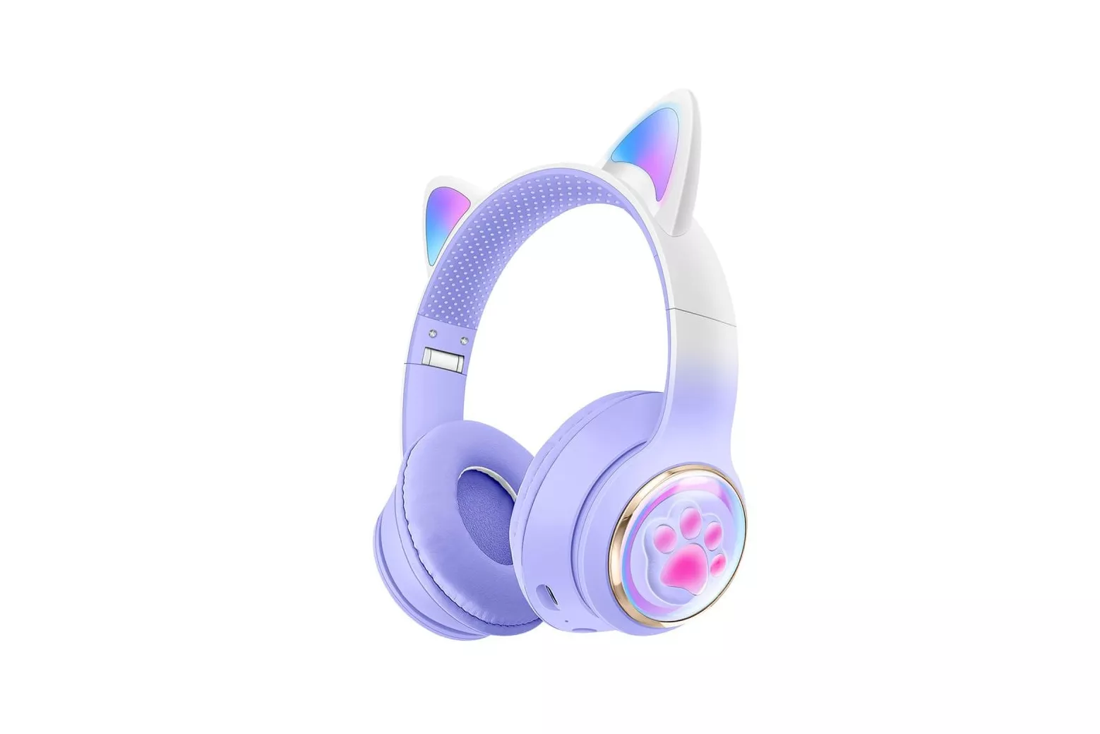 Kinsi AKZ 62 Auriculares Inalámbricos Orejas de Gato RGB Morados