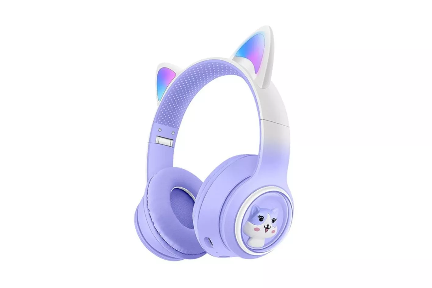 Kinsi AKZ-02 Auriculares Inalámbricos Orejas de Gato RGB Morados