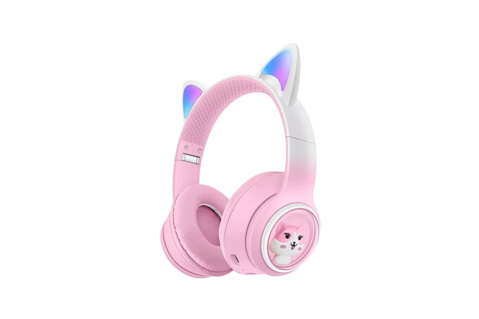 Kinsi AKZ-02 Auriculares Inalámbricos Orejas de Gato RGB Rosas
