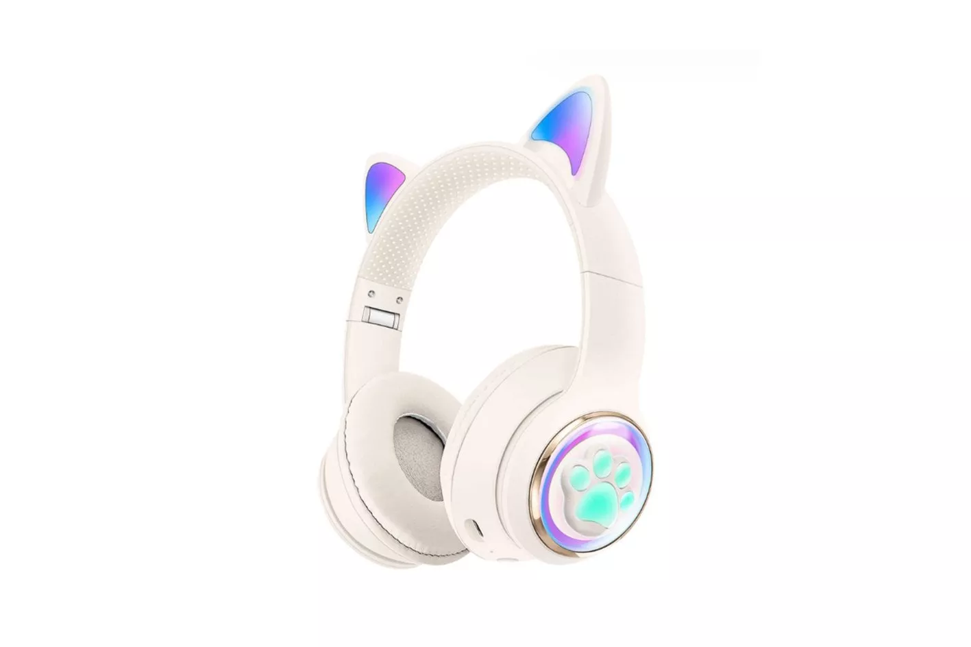 Kinsi AKZ-62 Auriculares Inalámbricos Orejas de Gato RGB Blancos