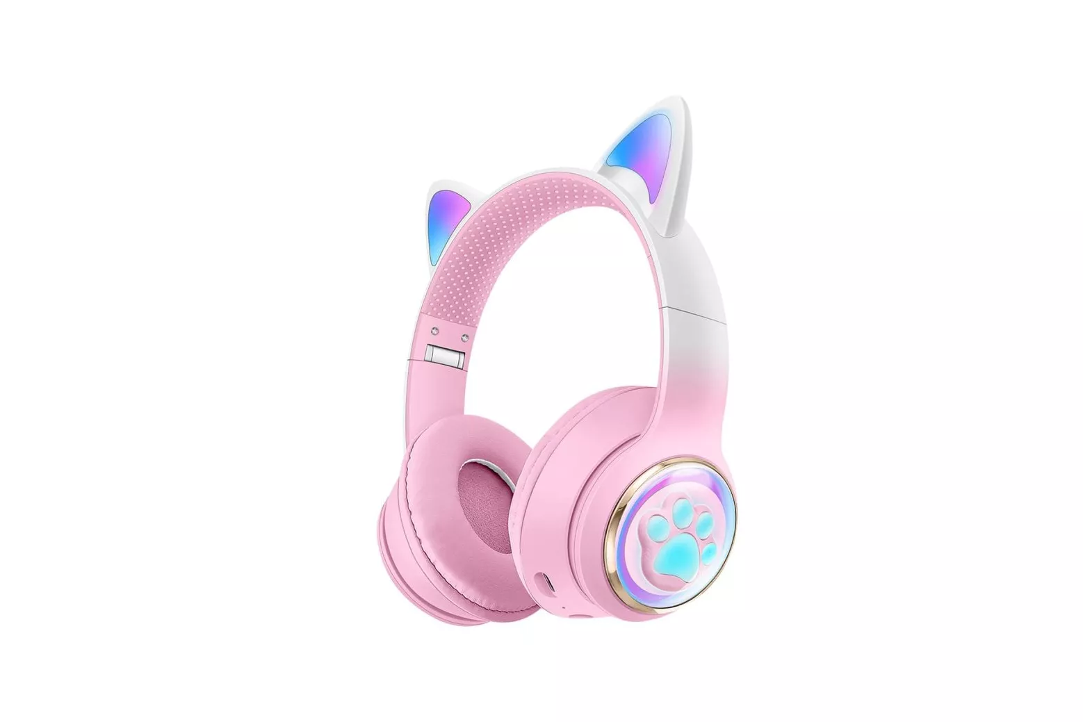 Kinsi AKZ-62 Auriculares Inalámbricos Orejas de Gato RGB Rosa