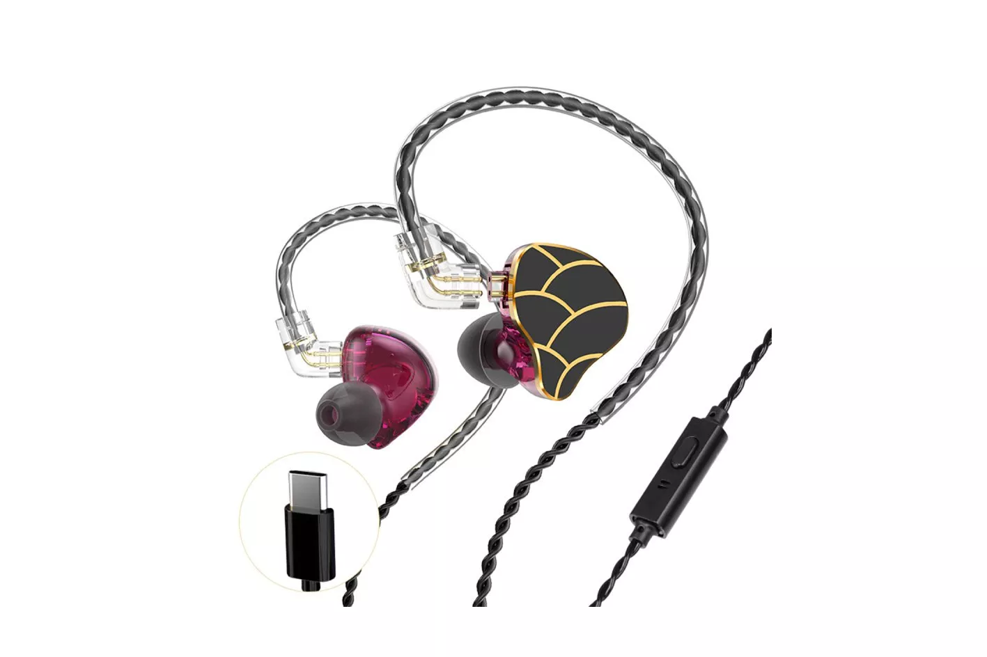 Kinsi H818 Auriculares de Botón InEar Negros/Burdeos