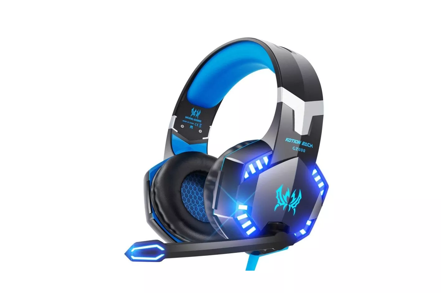 Klack Auriculares Gaming LED para PS4/PC/Xbox Azul
