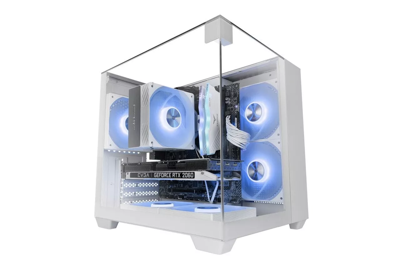 Mars Gaming Mc-visionm Caja Pc Compacta Microatx Triple Cristal Templado Doble Cámara Blanco
