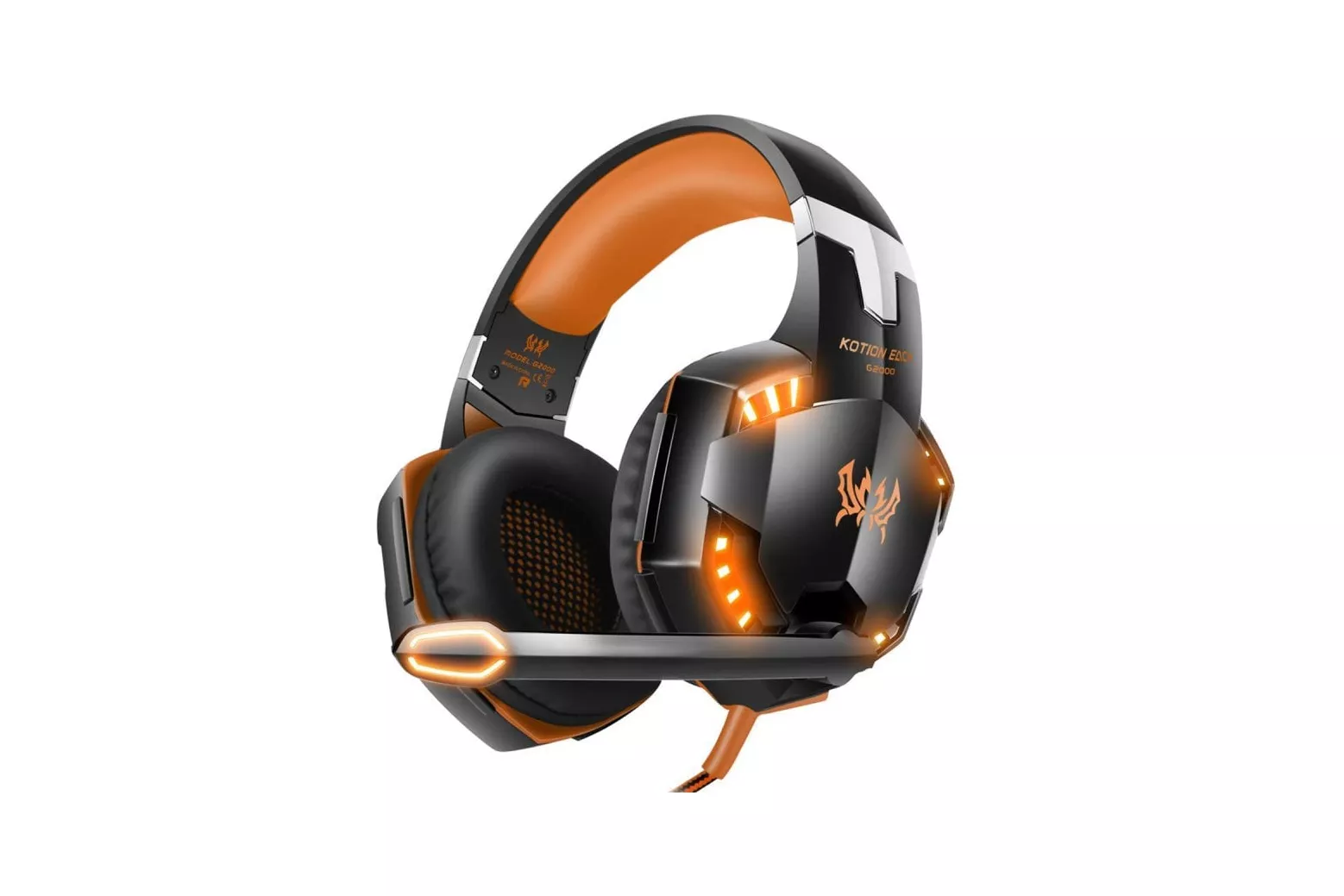 Klack Auriculares Gaming LED para PS4/PC/Xbox Naranja