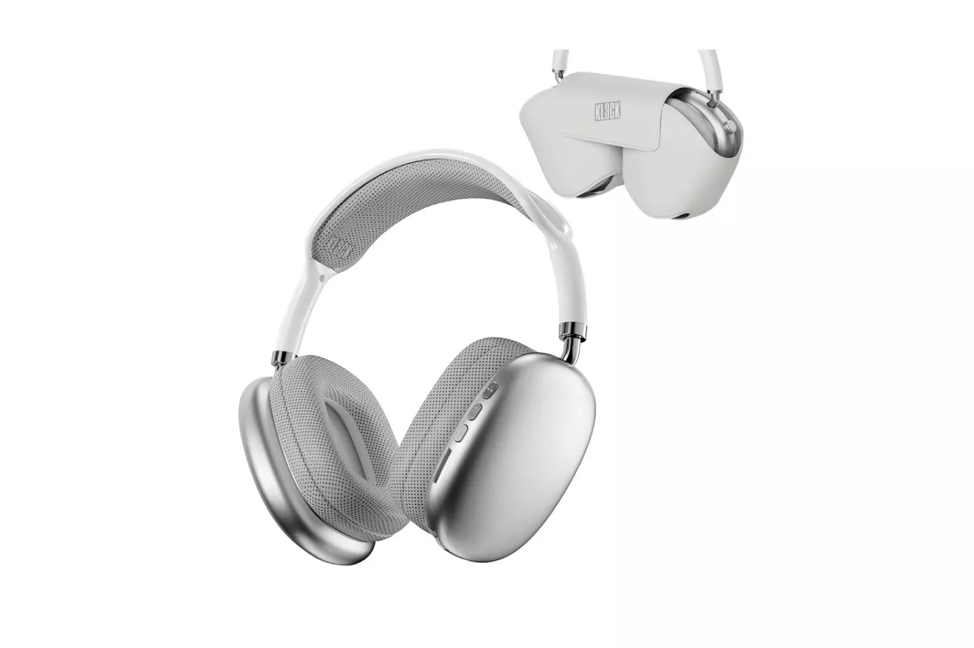 Klack Pro Max Auriculares Inalambricos Bluetooth de Diadema con Funda Blancos
