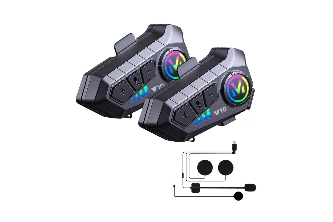 Klack Y10 Auricular Intercomunicador para Moto Bluetooth, Resistencia IPX6 y Sonido Hi-Fi (2 Unid.)