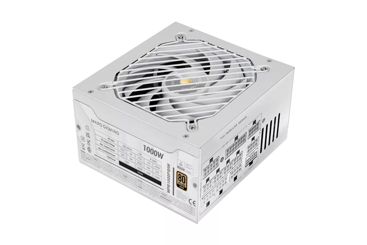 Mars Gaming Mpb1000psi Fuente Alimentación Modular Atx 3.1 1000w 80 Plus Gold Blanco