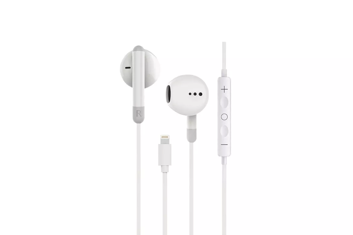 Contact Auriculares Con Cable, Lightning, Compatibles Con Iphone 14 Y Anteriores, Llamadas, Botón Multifunción, Blanco