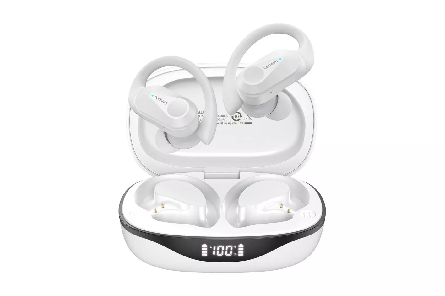 Lenovo LP75 Auriculares Inalámbricos Deportivos Bluetooth con Cancelación de Ruido Blanco