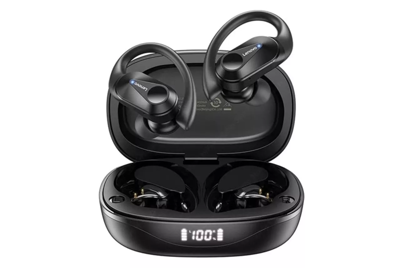 Lenovo LP75 Auriculares Inalámbricos Deportivos Bluetooth con Cancelación de Ruido Negro