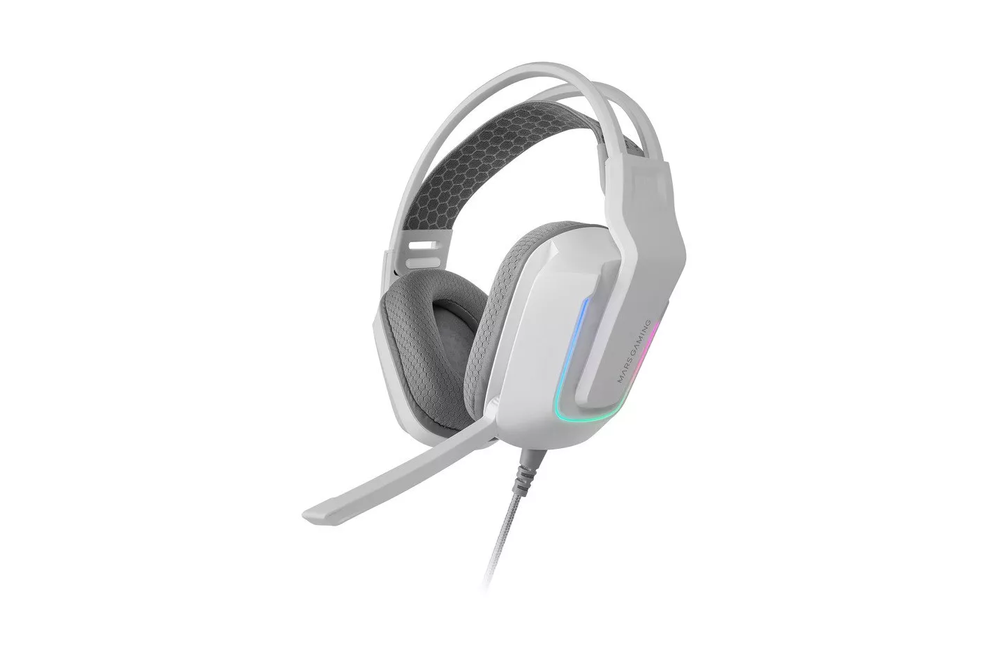 Mars Gaming Mh-strike Auriculares Ergonómicos Frgb Rainbow Drivers Neodimio 50mm Micrófono Blanco