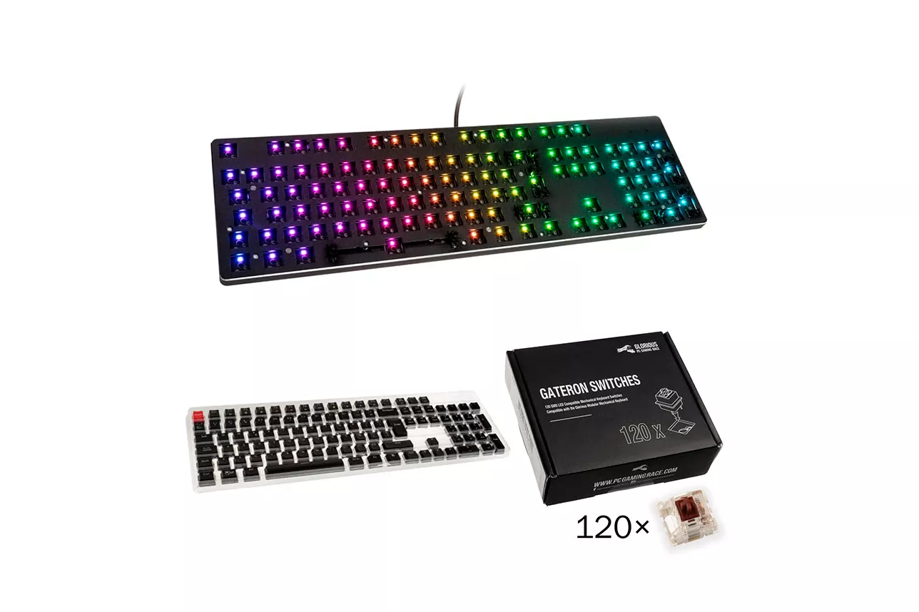 Bundle Teclado Glorious GMMK Full Size Gateron Red ISO DIY Kit