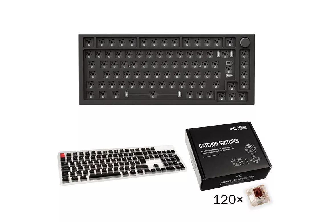 Bundle Teclado Glorious GMMK Pro 75% Gateron Brown ISO DIY Kit