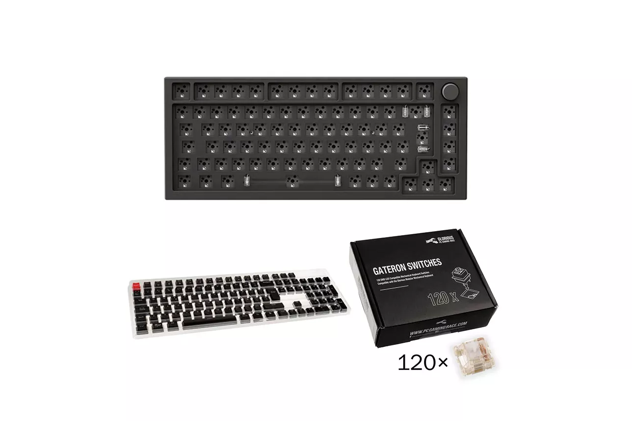 Bundle Teclado Glorious GMMK Pro 75% Gateron Clear ISO DIY Kit