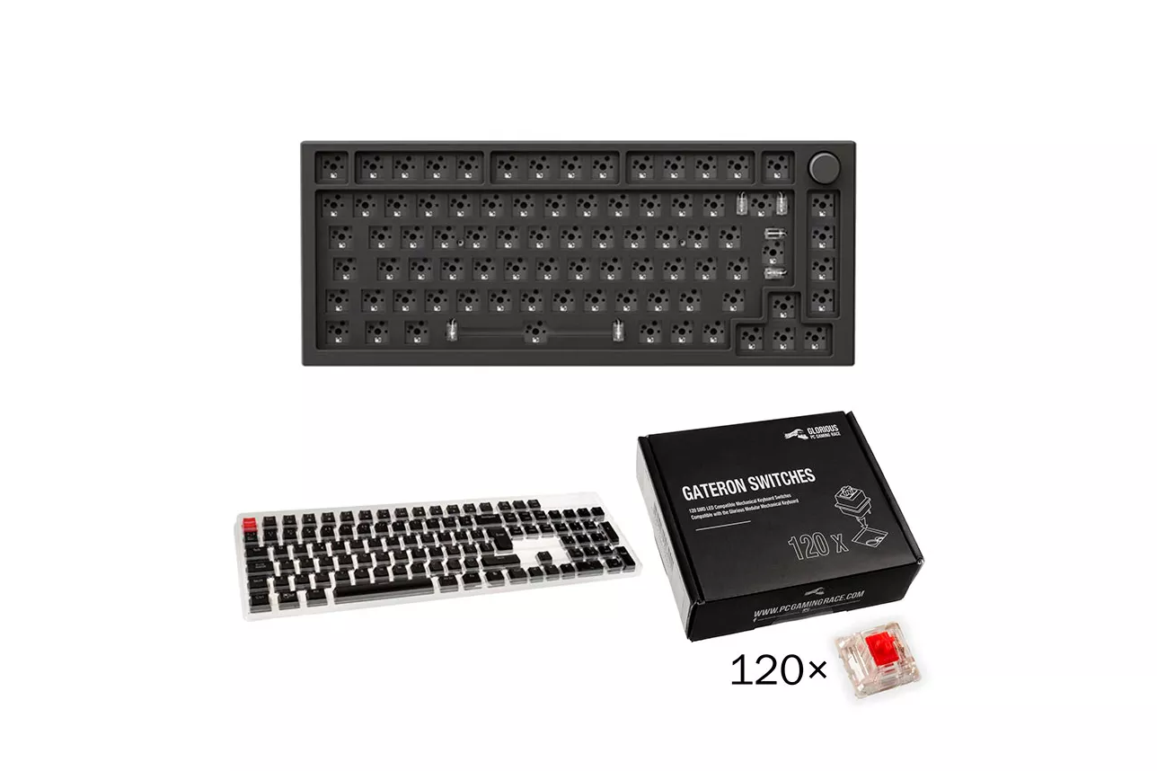 Bundle Teclado Glorious GMMK Pro 75% Gateron Red ISO DIY Kit