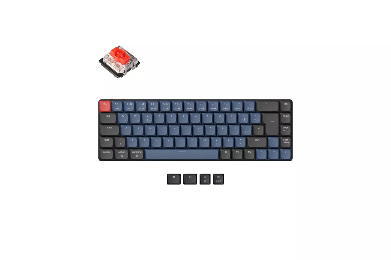 Teclado para Mac y Windows Keychron K7 Pro ISO-ES RGB Hot-Swappable Switch Low Profile Mechanical Red Wireless