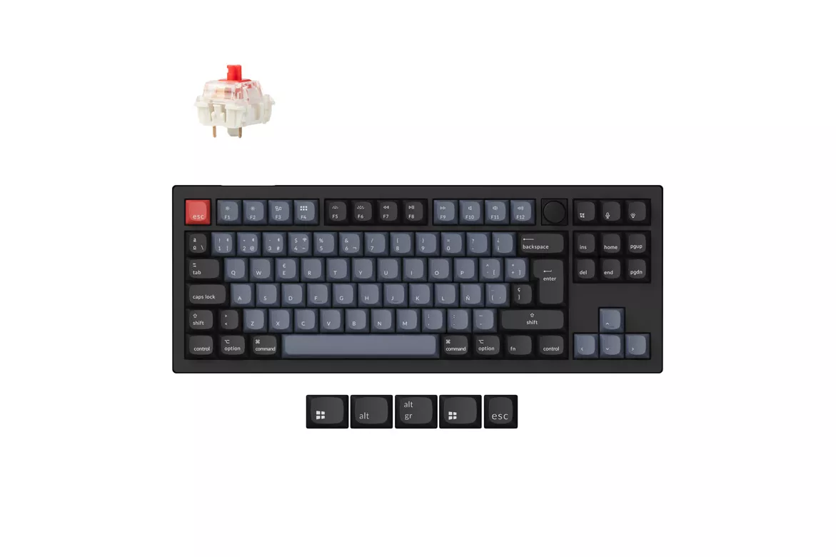 Teclado para Mac y Windows Keychron V3 Max Knob ISO-ES RGB Hot-Swappable Switch Red
