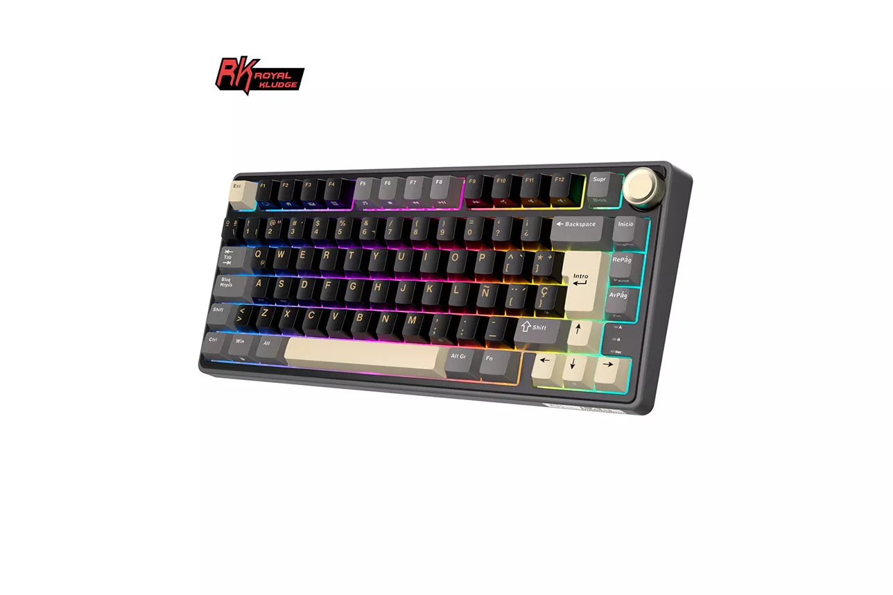 Teclado para Mac y Windows Royal Kludge R75 ISO-ES RGB Hot-Swappable Switch Brown Phantom