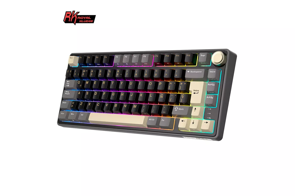 Teclado para Mac y Windows Royal Kludge R75 ISO-ES RGB Hot-Swappable Switch Silver Phantom