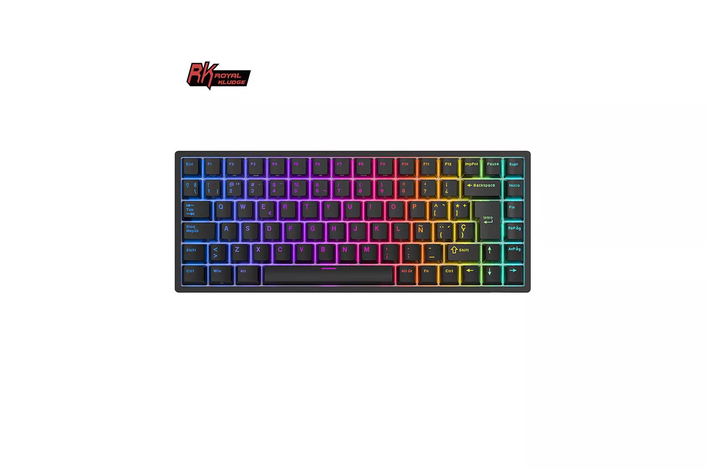 Teclado para Mac y Windows Royal Kludge RK84 ISO-ES Hot-Swappable Switch Brown Wireless Negro
