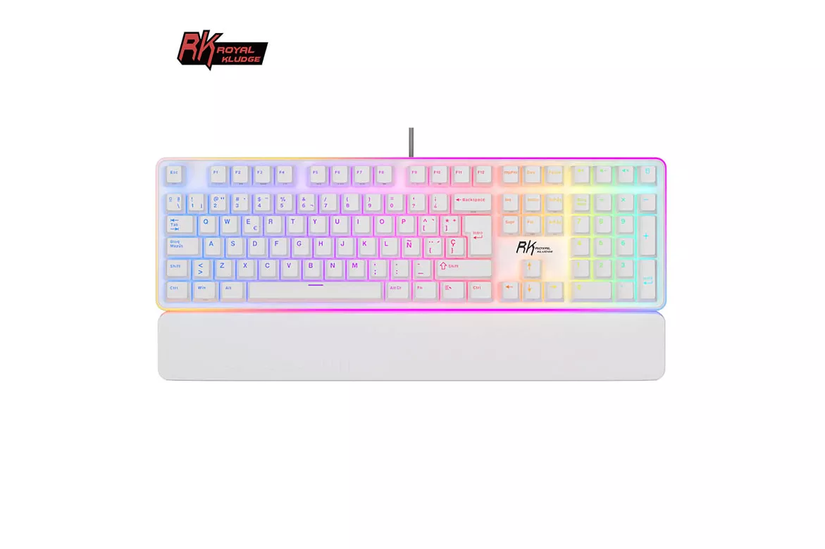 Teclado para Mac y Windows Royal Kludge RK918 ISO-ES RGB Switch Brown Blanco