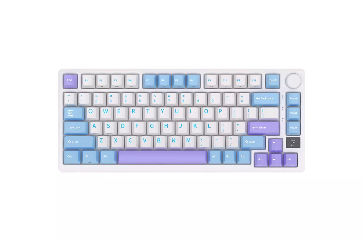 Teclado para Mac y Windows Royal Kludge RKM75 ISO-ES Hot-Swappable Switch Brown Wireless Taro Milk