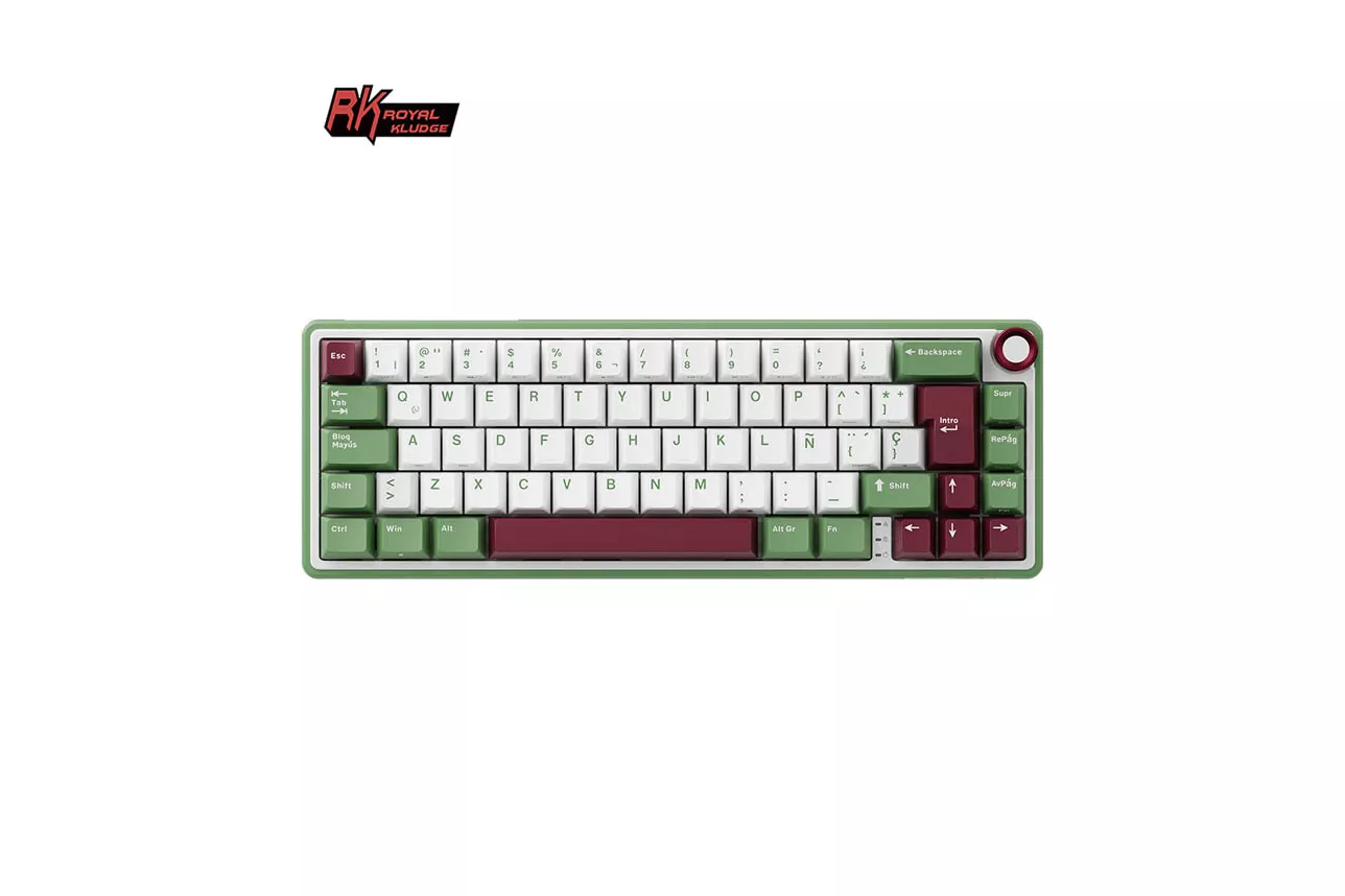 Teclado para Mac y Windows Royal Kludge RKR65 ISO-ES Hot-Swappable Switch Chartreuse Green Sand