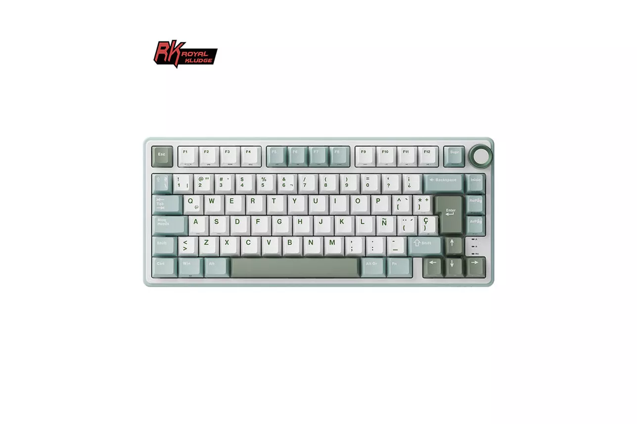 Teclado para Mac y Windows Royal Kludge RKR75 ISO-ES Hot-Swappable Switch Silver Speed Skycyan