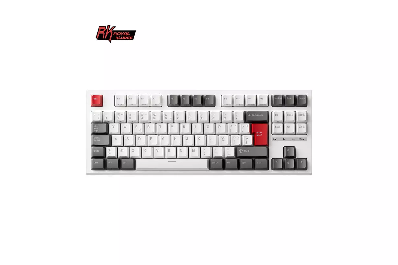 Teclado para Mac y Windows Royal Kludge RKR87 ISO-ES Hot-Swappable Switch Red Blanco