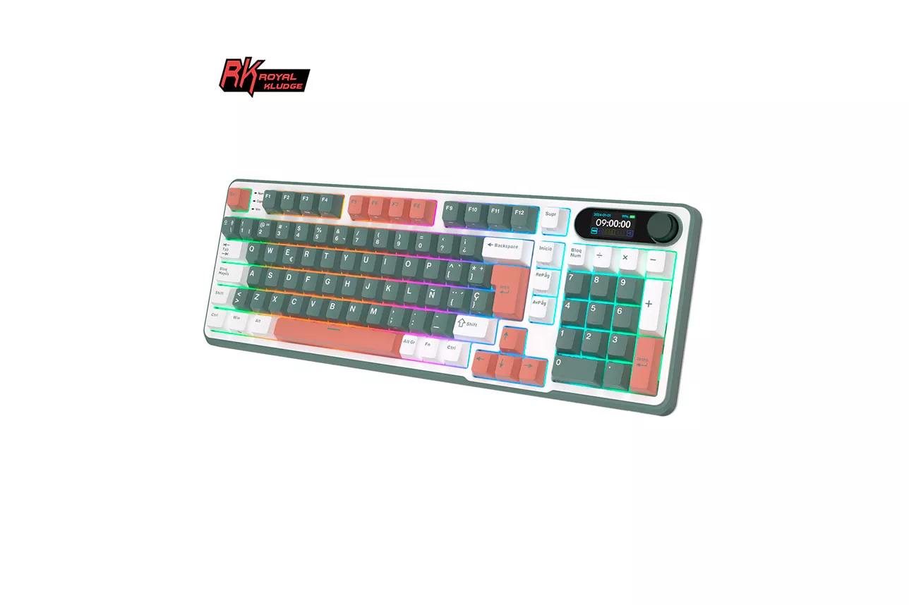 Teclado para Mac y Windows Royal Kludge RKS98 ISO-ES RGB Hot-Swappable Switch Brown Wireless Camping