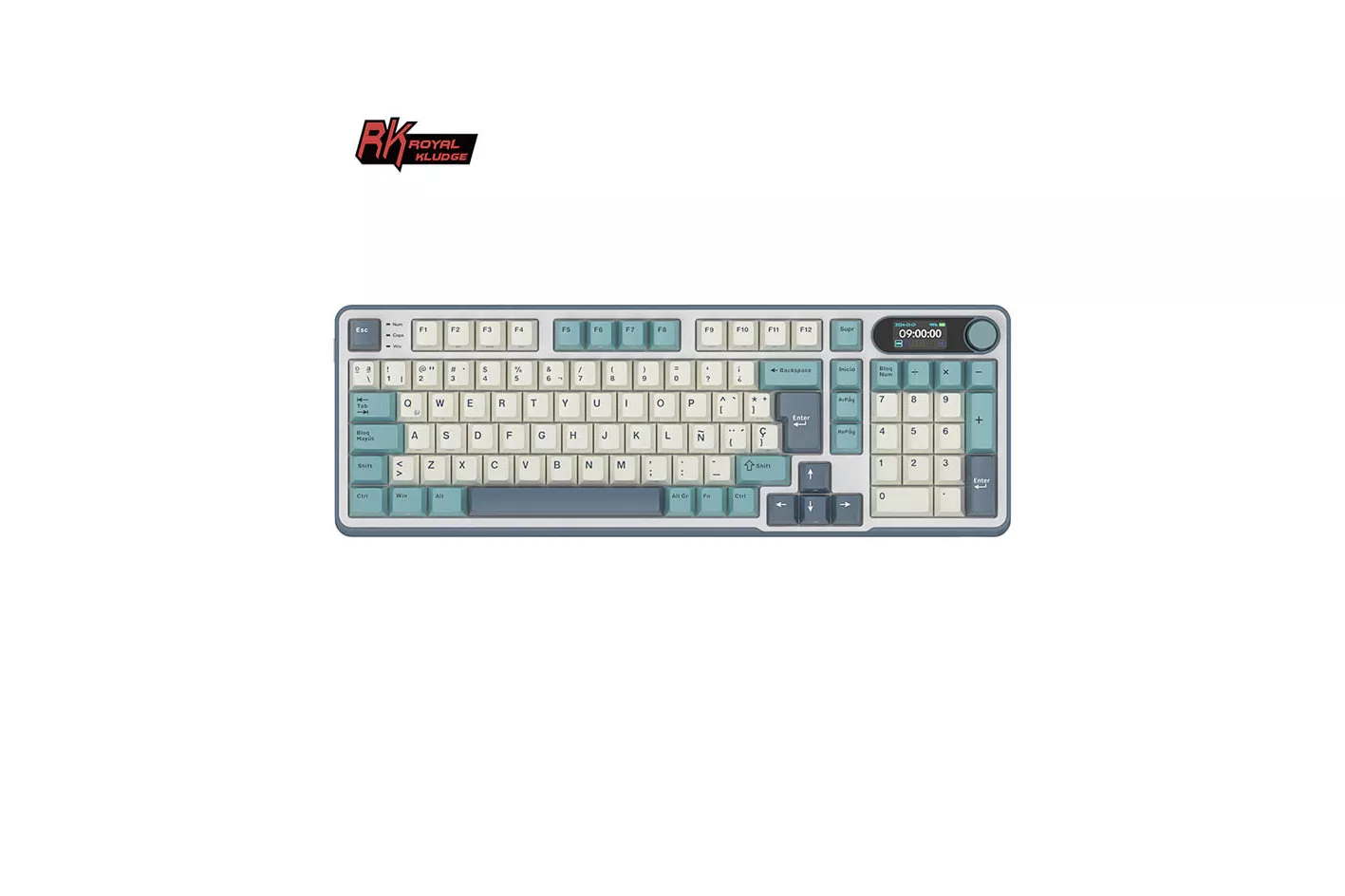 Teclado para Mac y Windows Royal Kludge RKS98 ISO-ES RGB Hot-Swappable Switch Chartreuse Wireless Light Cloud