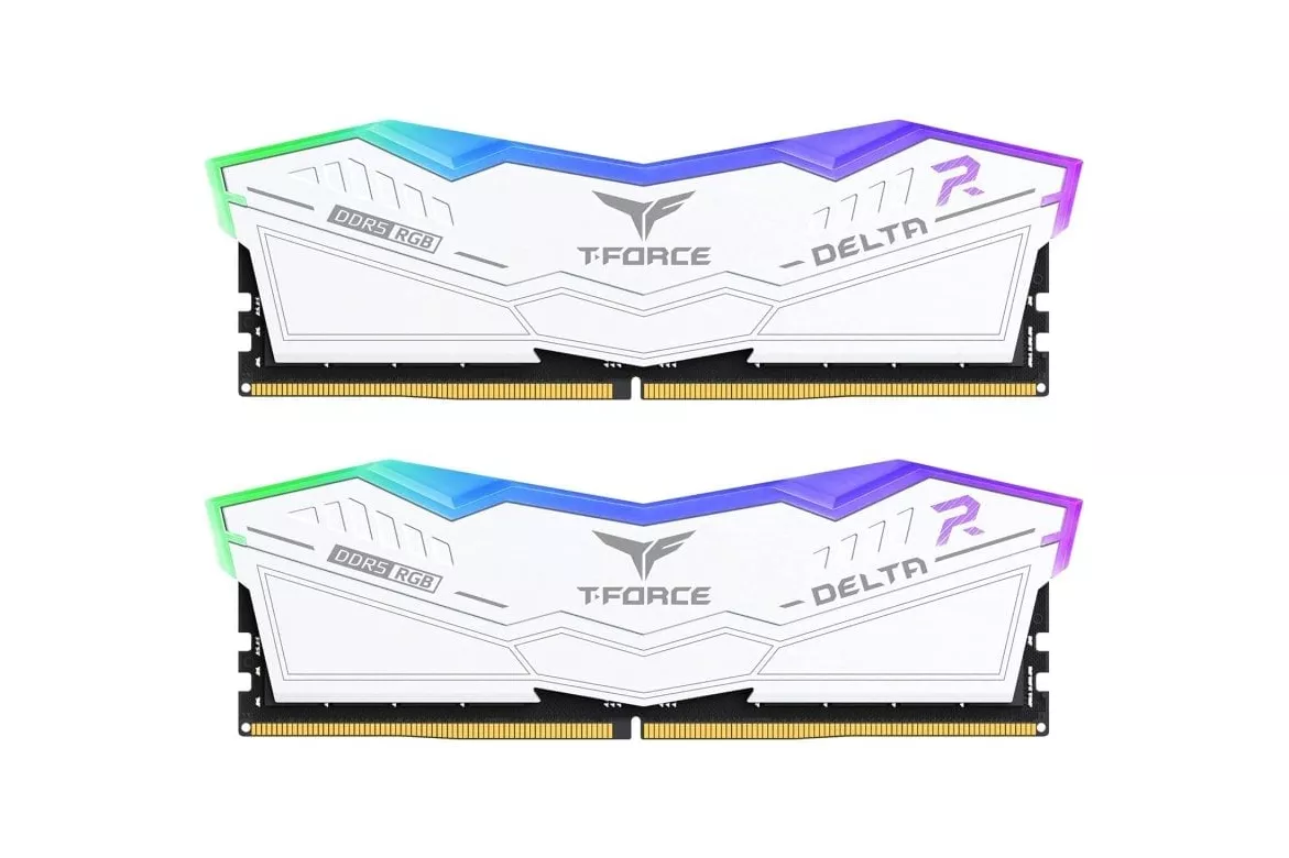 Team Group T-FORCE DELTA RGB DDR5 Blanca 6000MHz 32GB 2x16GB CL28 Dual AMD EXPO e Intel XMP Blanco