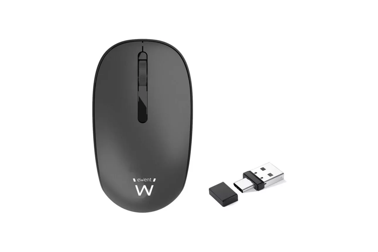 Ratón Ewent inalámbrico 1000 DPI clic silencioso USB-A/USB-C ahorro energía