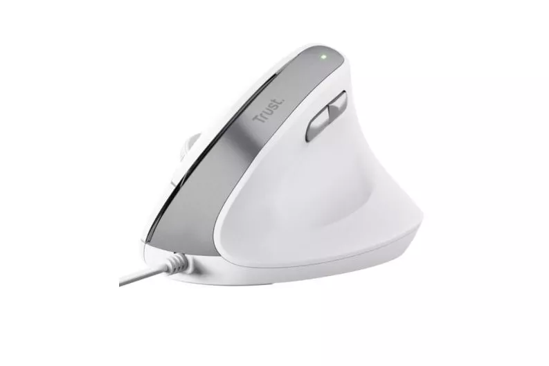 Ratón Trust con cable 2400 DPI vertical ergonómico clics silenciosos 6 botones blanco