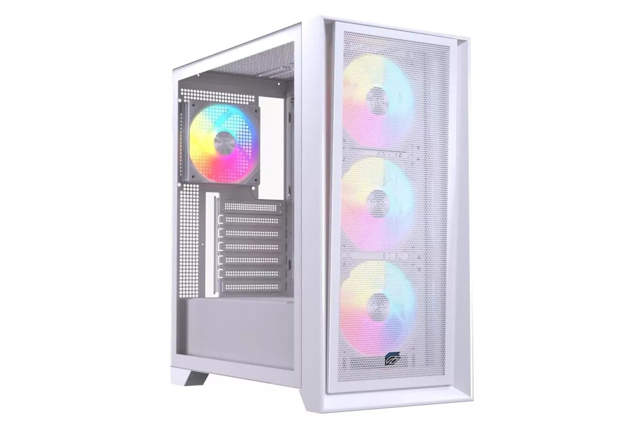 Torre Einarex PULSE P600 RGB White ATX Panel Vidrio/Malla 3x Ventilador 120mm