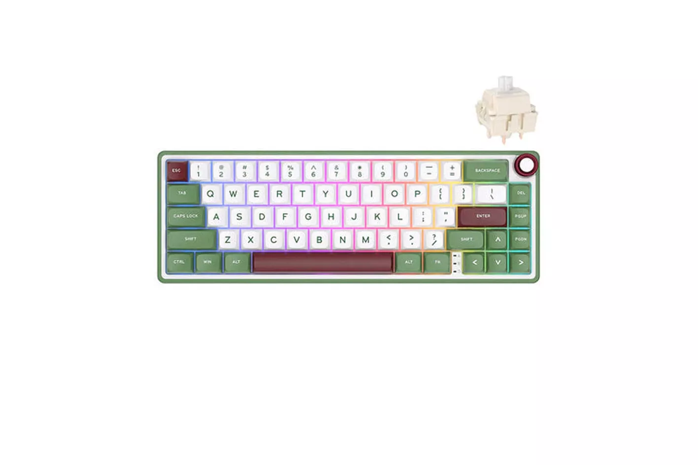 Teclado para Mac y Windows Royal Kludge RKR65 ISO-ES RGB Hot-Swappable Switch Chartreuse Wireless Greensand