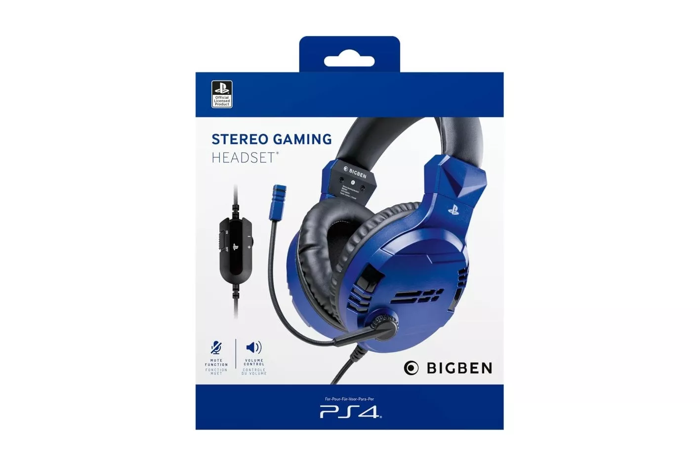 Auriculares BigBen con cable, micrófono ajustable y control de volumen para PS4/PS5