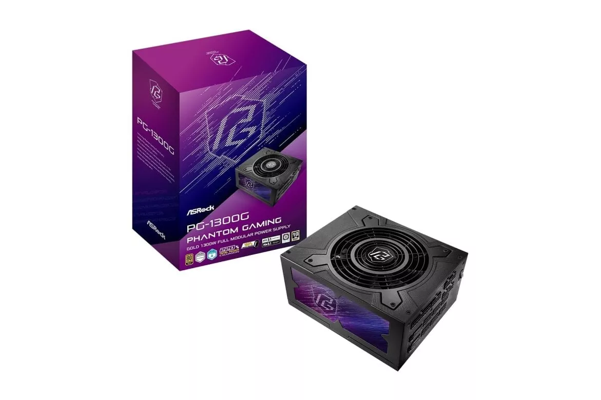 Fuente de Alimentación Asrock 1300W Phantom Gaming Modular ATX Alta Potencia Negra
