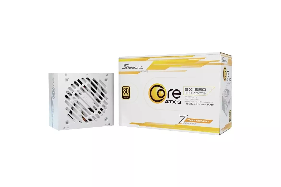 Fuente de Alimentación Seasonic 850W Certificación 80+ Gold Core GX-850-V2 ATX 3.1 Modular Blanca