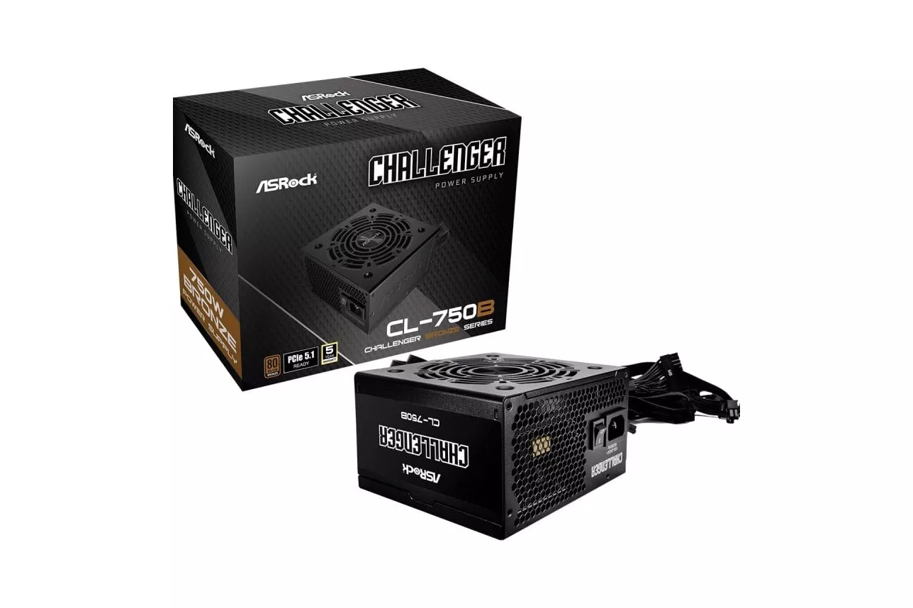 Fuente de Alimentación Asrock 750W 80 PLUS Bronze Challenger CL-750B Protección Avanzada Negro