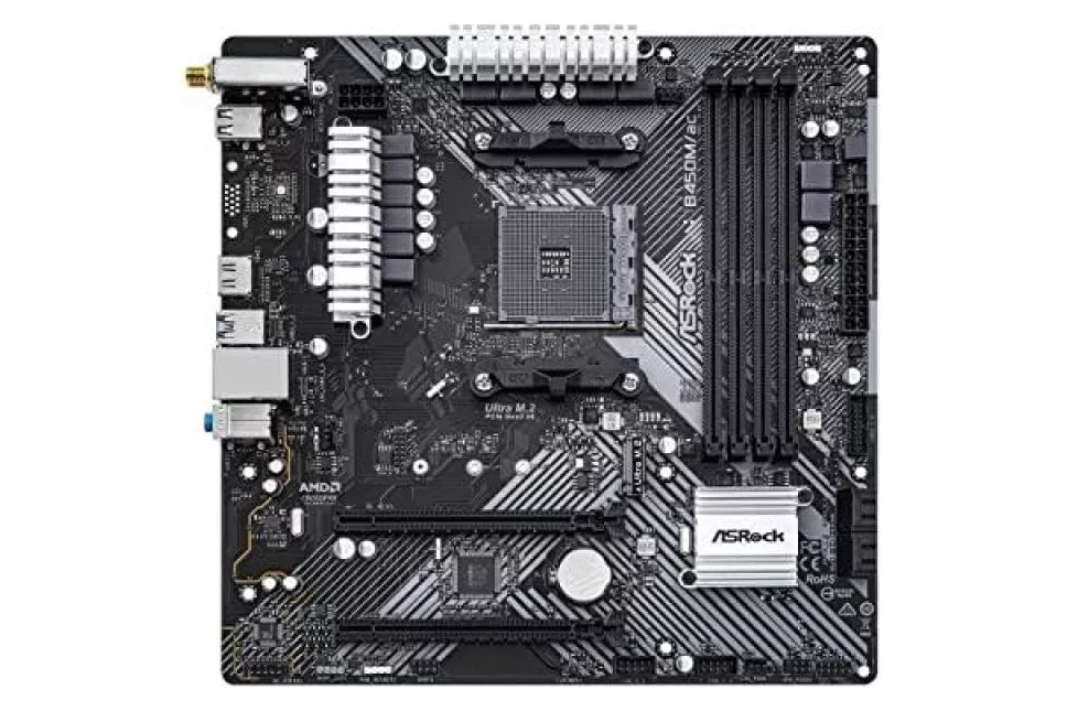 Placa Base Asrock B450 AMD B450M/ac R2.0 AM4 Micro ATX WiFi HDMI DVI-D RAID CrossFireX