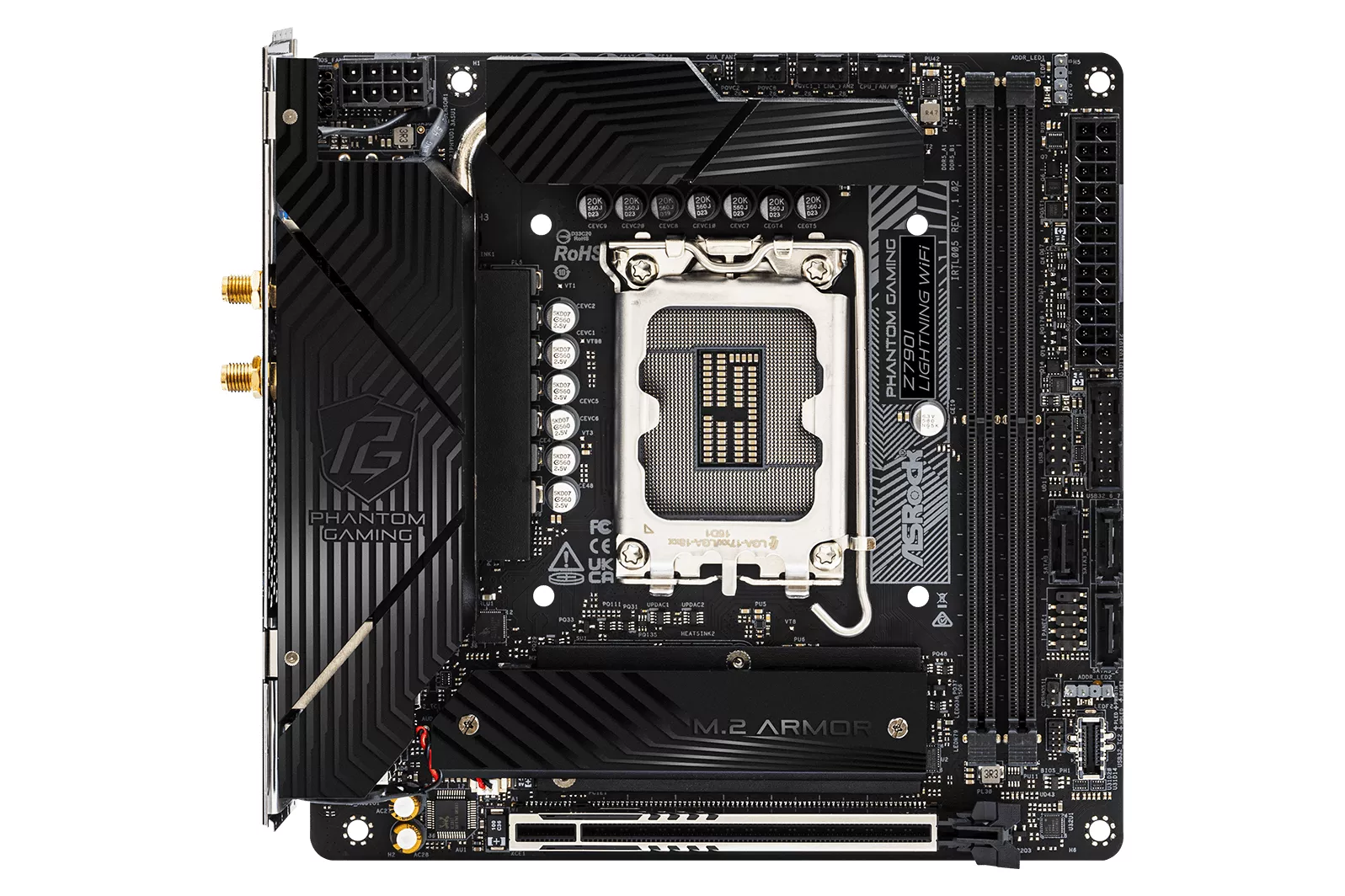 Placa Base ASRock Z790I Intel Z790 LGA 1700 Mini ITX Phantom Gaming Lightning WiFi DDR5 RGB
