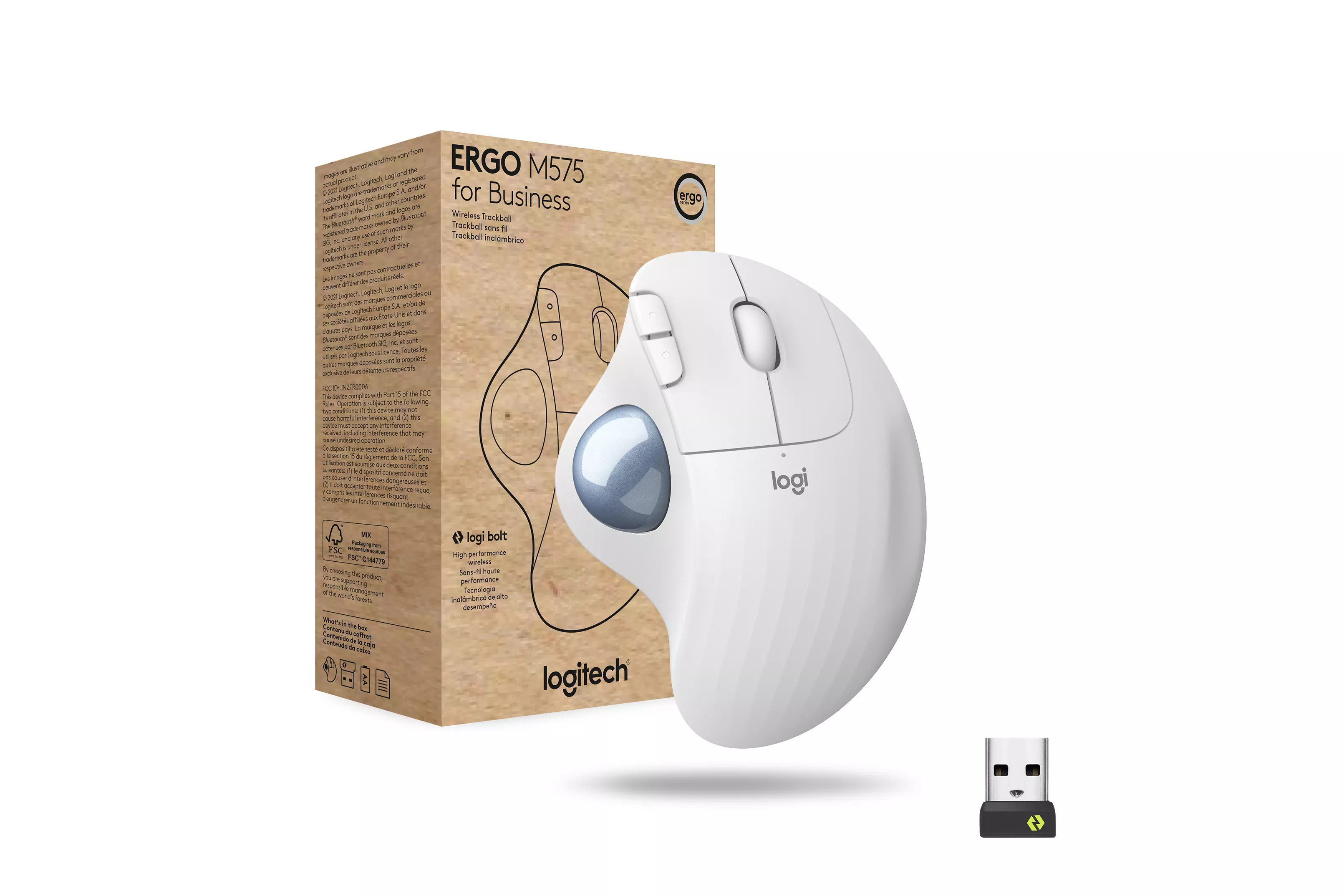 ERGO M575 for Business ratón mano derecha RF Wireless + Bluetooth Trackball 2000 DPI