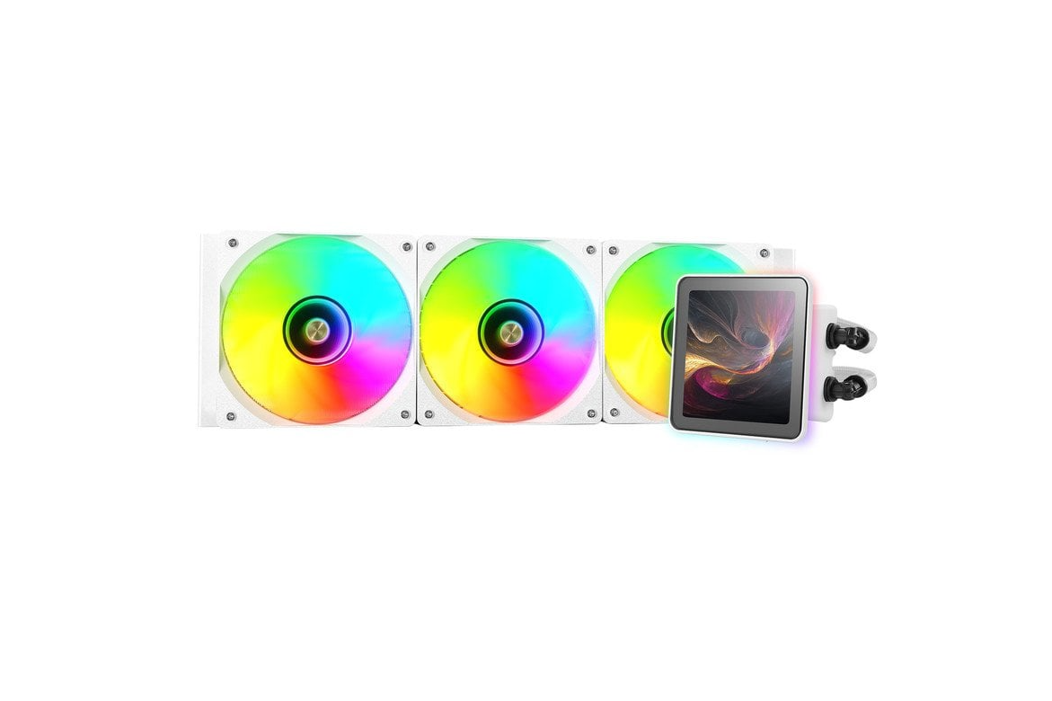 Mars Gaming ML-VISION360, AIO-Vloeistofkoeling, TDP 600W, 3x ARGB- Ventilatoren met Koperen en Aluminium FDB-Kern, 4:3 IPS LCD-Scherm met 360° Rotatie en Software, Universele Multisocket, Zwart
