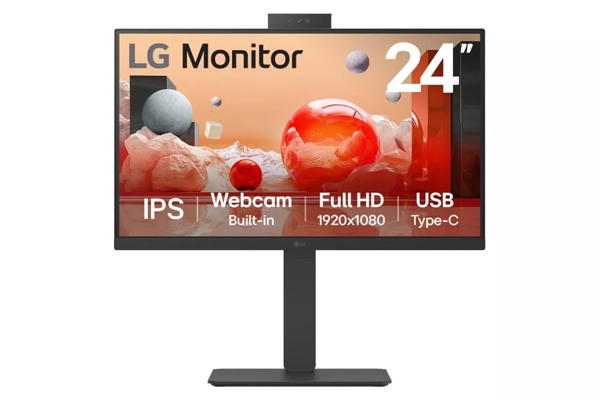 Monitor LG 23.8″ 1080p 100Hz IPS USB-C HDMI Altavoces Webcam Micrófono Ajuste Altura Flicker Free