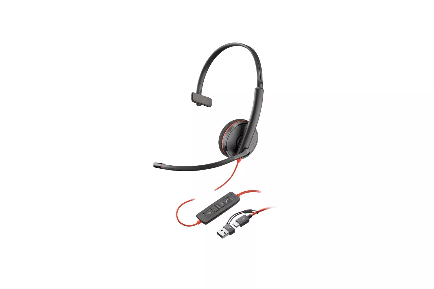 Auriculares Poly con cable USB diadema monoaural micrófono flexible para oficina
