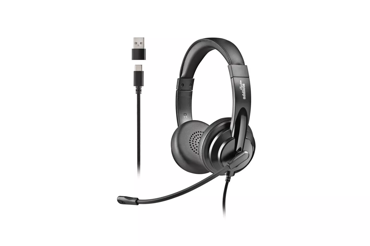 Auriculares NGS con cable USB-C y USB-A, micrófono flexible y filtrado de ruidos