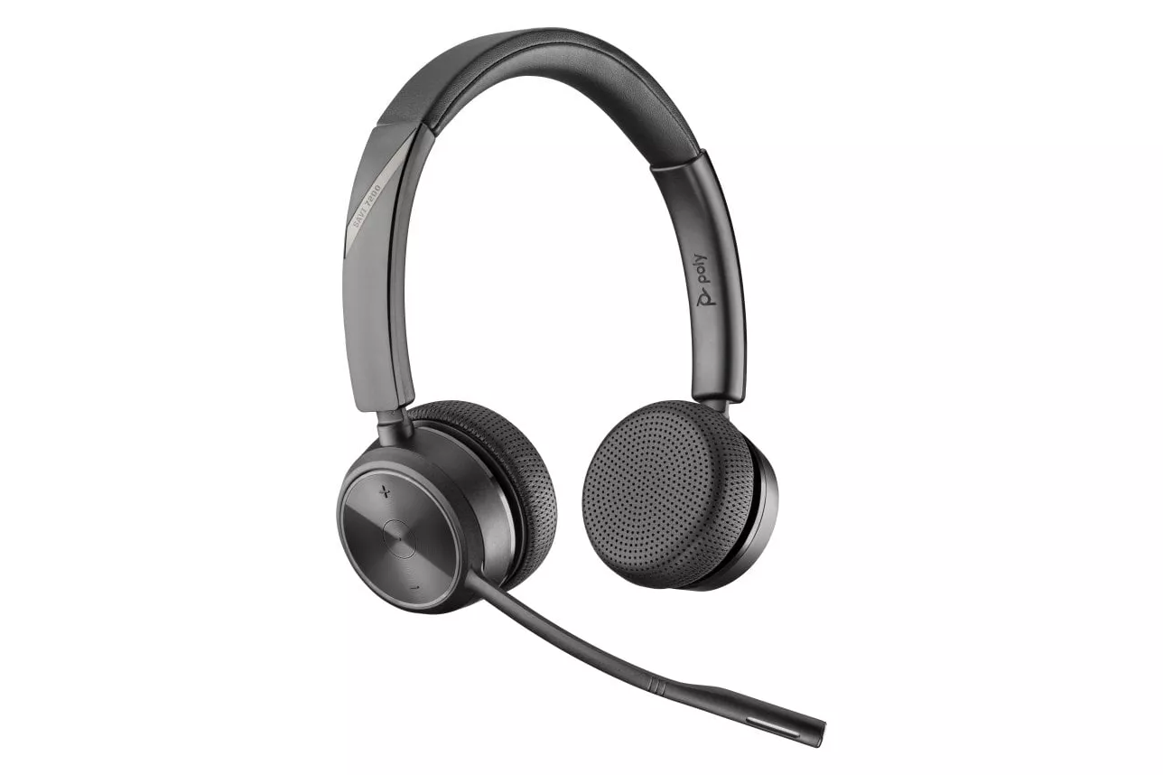 Auriculares Poly inalámbricos DECT con micrófono boom y batería de larga duración